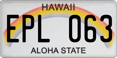 HI license plate EPL063