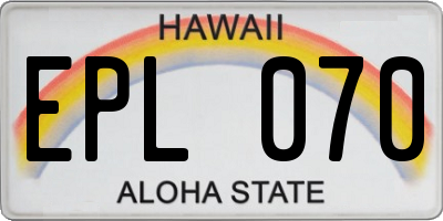 HI license plate EPL070