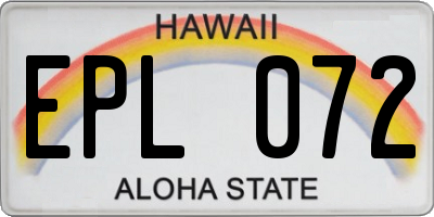 HI license plate EPL072