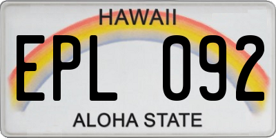 HI license plate EPL092