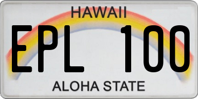 HI license plate EPL100