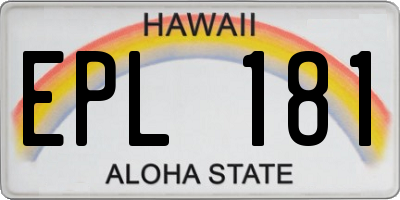 HI license plate EPL181