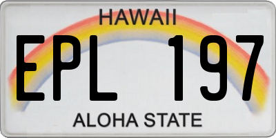HI license plate EPL197