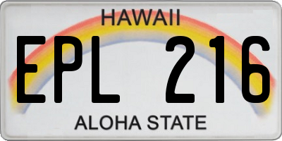 HI license plate EPL216