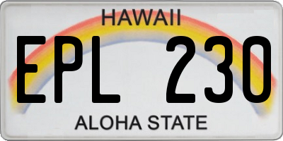 HI license plate EPL230