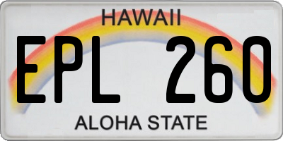 HI license plate EPL260