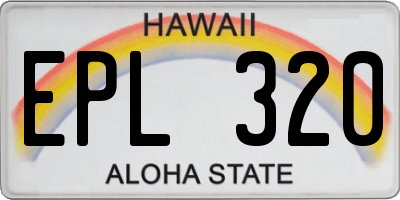 HI license plate EPL320
