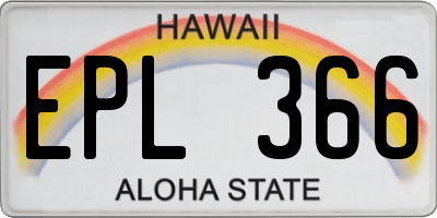 HI license plate EPL366