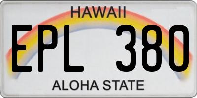 HI license plate EPL380