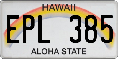 HI license plate EPL385