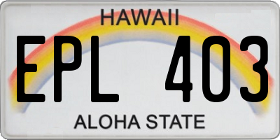 HI license plate EPL403
