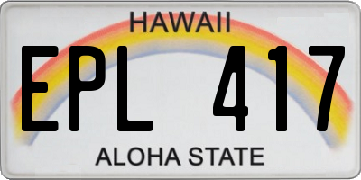 HI license plate EPL417