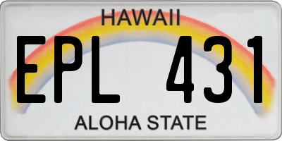 HI license plate EPL431