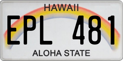 HI license plate EPL481