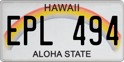HI license plate EPL494