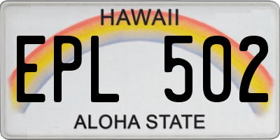 HI license plate EPL502