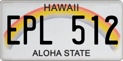 HI license plate EPL512