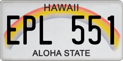 HI license plate EPL551