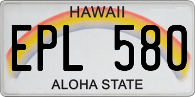 HI license plate EPL580