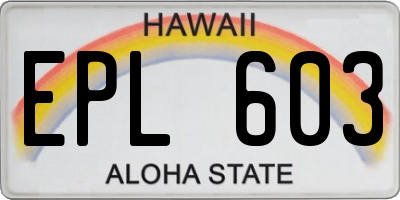 HI license plate EPL603