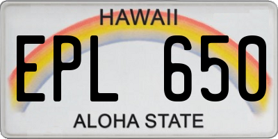HI license plate EPL650