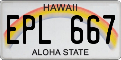 HI license plate EPL667