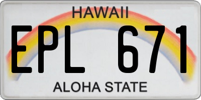 HI license plate EPL671