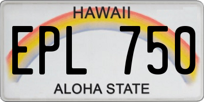 HI license plate EPL750