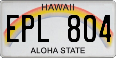 HI license plate EPL804