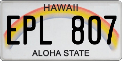 HI license plate EPL807
