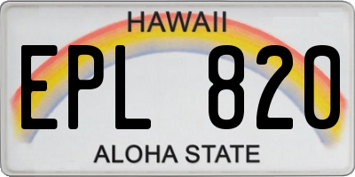 HI license plate EPL820