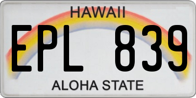 HI license plate EPL839