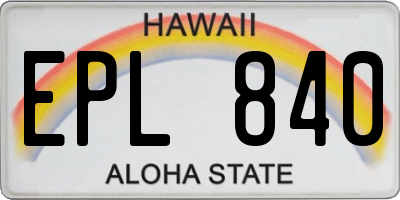 HI license plate EPL840