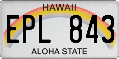 HI license plate EPL843