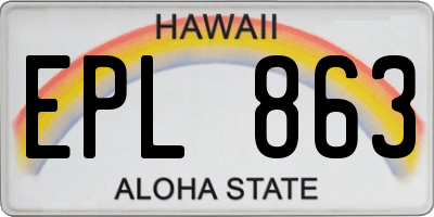HI license plate EPL863
