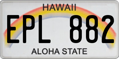 HI license plate EPL882