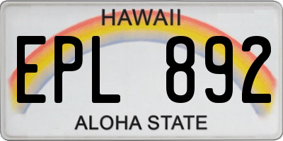 HI license plate EPL892