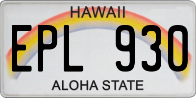 HI license plate EPL930