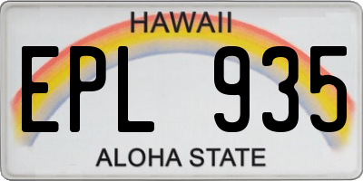 HI license plate EPL935