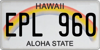 HI license plate EPL960