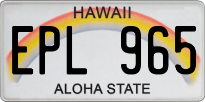 HI license plate EPL965