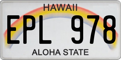 HI license plate EPL978