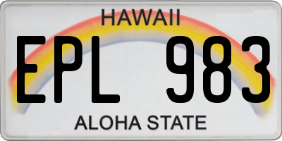 HI license plate EPL983