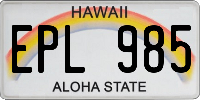 HI license plate EPL985