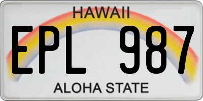 HI license plate EPL987