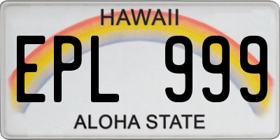 HI license plate EPL999