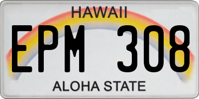 HI license plate EPM308