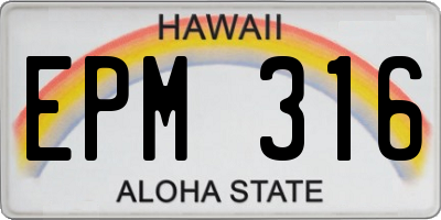 HI license plate EPM316