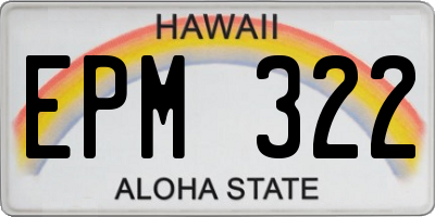 HI license plate EPM322