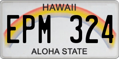 HI license plate EPM324